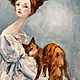 Girl and cat, oil painting on canvas. Pictures. myfoxyart (MyFoxyArt). Online shopping on My Livemaster.  Фото №2