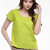 Одежда handmade. Livemaster - original item Linen blouse with short sleeves. Handmade.
