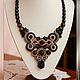 Soutache necklace 'Ajour with a tiger's eye', Necklace, Odessa,  Фото №1