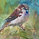 Oil painting. birds. Sparrow, Pictures, Moscow,  Фото №1