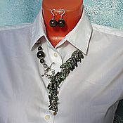 Украшения handmade. Livemaster - original item Pine forest - necklace and earrings serafinite obsidian. Handmade.