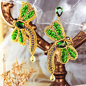 Украшения handmade. Livemaster - original item Earrings Dragonflies. Green earrings. Luxury earrings. Handmade.