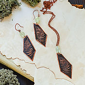 Украшения handmade. Livemaster - original item Pendant and earrings Fern-Copper jewelry with prenite Nature Forest. Handmade.