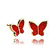 Red earrings gift for her 'Butterfly Marsala', Stud earrings, Moscow,  Фото №1