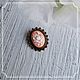 Brooch with cameo Rose background peach bronze 18h25, Subculture decorations, Smolensk,  Фото №1
