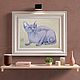 Картина с кошкой "Сфинкс", акварель 21х15см, Картины, Москва,  Фото №1