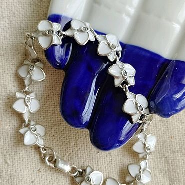 Украшения ручной работы. Ярмарка Мастеров - ручная работа Браслет с эмалью цветы орхидеи. Handmade.