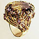 Золотое кольцо 585 пробы с аметрином и аметистами