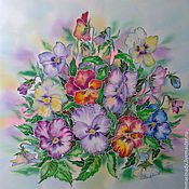 Картина батик "Пионовый сад"