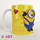 Ceramic mug decorated with handmade from polymer clay Minion. Mugs and cups. CatherineArtRu. My Livemaster. Фото №5