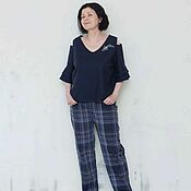 Одежда handmade. Livemaster - original item Checkered trousers, cotton. Handmade.