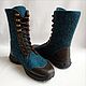 Felted high boots with leather and track lacing. Boots. Zhanna. Online shopping on My Livemaster.  Фото №2