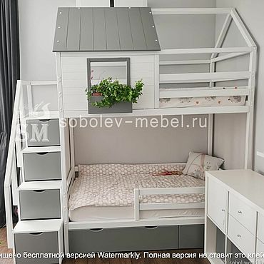 Для дома и интерьера ручной работы. Ярмарка Мастеров - ручная работа Кровать домик из бука с лесенкой комод.. Handmade.