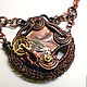 Copper wire wrapped Steampunk pendant. Necklace. IVA rainbow art. My Livemaster. Фото №5