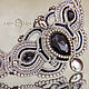 Ella Necklace. Silver soutache necklace with black crystals and pearls, Necklace, Krasnodar,  Фото №1