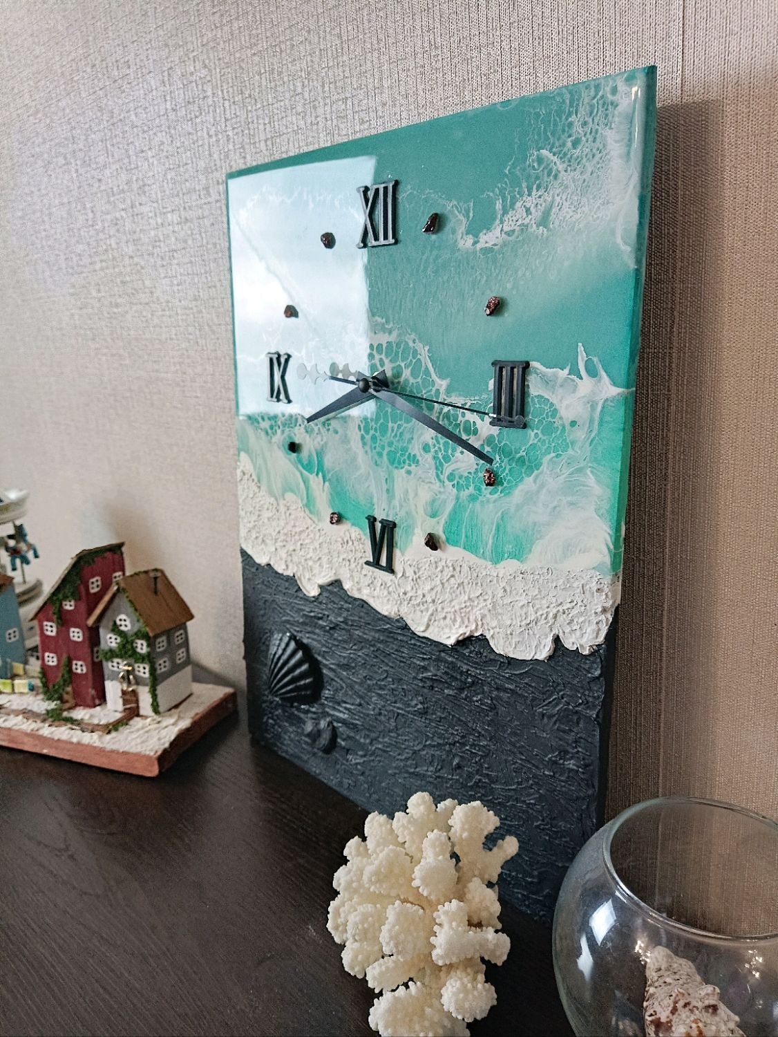 часы настенные морские эпоксидная смола новый год учителю маме зал в ...