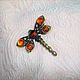 Order Dragonfly brooch with amber vintage orange gold color. BalticAmberJewelryRu Tatyana. Livemaster. . Brooches Фото №3