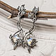 Long Silver earrings with moonstones 'Imina', Earrings, Moscow,  Фото №1