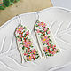 Spring Beaded earrings with floral print, Earrings, Ulan-Ude,  Фото №1