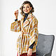 Checkered Manto Coat, Short Yellow Woolen Demi-season coat. Coats. mozaika-rus. My Livemaster. Фото №4