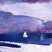 Картина маслом пейзаж «Розовый закат на рыжем полем 2»