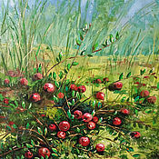 Картины и панно handmade. Livemaster - original item Pictures: Glade with cranberries. Handmade.