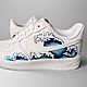 Кроссовки белые, кастомизация Nike Air Force, волна, ручная роспись. Кроссовки. Olgavolgoart. Роспись одежды и обуви. Кастом. Ярмарка Мастеров.  Фото №5