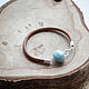 Bracelet with aquamarine leather bracelet with blue stone, Hard bracelet, Moscow,  Фото №1