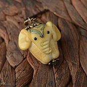 Украшения handmade. Livemaster - original item Caramel Elephant Lampwork Pendant. Handmade.