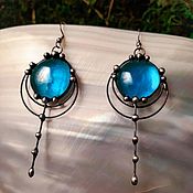 Украшения handmade. Livemaster - original item Amber Drop earrings (blue) (e-009-01). Handmade.