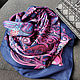 Винтаж: Синий шелковый платок с фиолетовым орнаментом. Платки винтажные. Irina-ekw. Ярмарка Мастеров.  Фото №4