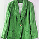 Jacket with open edges made of green linen. Jackets. etnoart. Online shopping on My Livemaster.  Фото №2