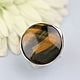 Ring with tiger-Falcon eye. Silver, Rings, Moscow,  Фото №1