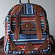 Заказать Blue fabric backpack with genuine leather inserts. IndianBoho. Ярмарка Мастеров. . Backpacks Фото №3