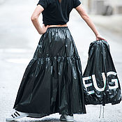 Одежда handmade. Livemaster - original item Black skirt with long flounces, polyester - SK0252PL. Handmade.