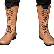 Обувь ручной работы handmade. Livemaster - original item Beige High leather boots. Handmade.