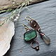 Заказать Серьги Асимметричные Медно-латунные с морскими стеклами. NadyaBriJewelry. Ярмарка Мастеров. . Серьги классические Фото №3
