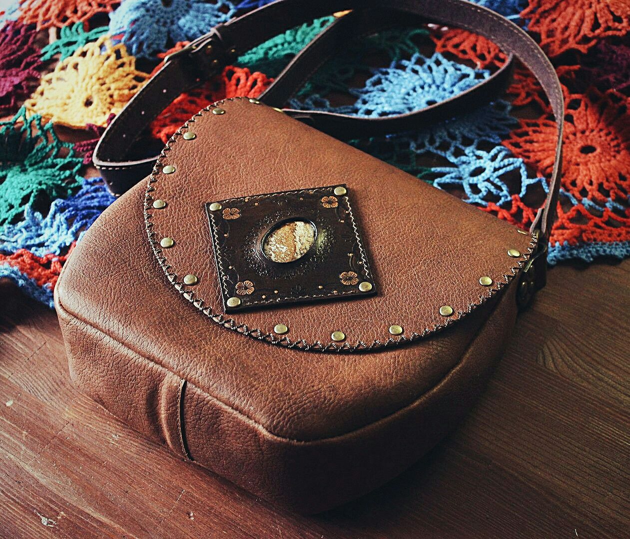 Bag genuine leather Bohemian'Byron Bay' with landscape Jasper, Classic Bag, St. Petersburg,  Фото №1