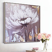 Картины и панно handmade. Livemaster - original item Interior painting large flower in warm colors with gold. Handmade.