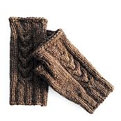 Аксессуары handmade. Livemaster - original item Mittens with pigtail, wool100%. Handmade.