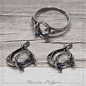 Материалы для творчества handmade. Livemaster - original item Base for earrings and rings insert 8 by 10 mm, silvering. Handmade.
