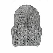 Аксессуары handmade. Livemaster - original item Grey winter knitted women`s hat made of 100% wool.. Handmade.
