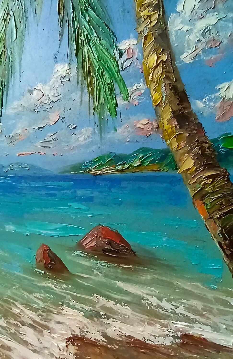 Картина пляж на море маслом Живопись морской пейзаж – заказать на ...