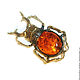 Scarab beetle Brooch amber souvenir talisman amulet gift for the woman mA. Brooches. BalticAmberJewelryRu Tatyana. My Livemaster. Фото №6