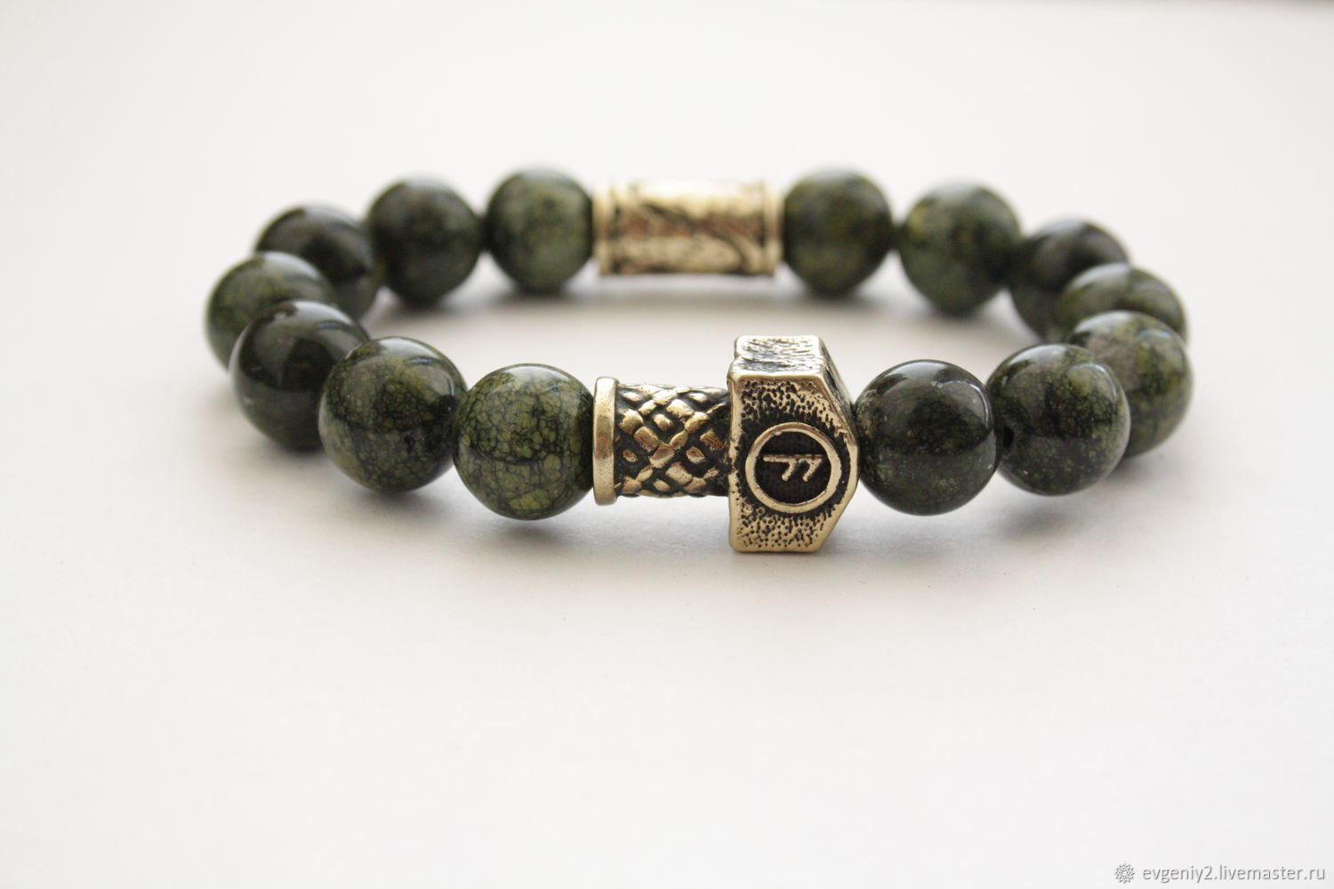 Bracelet with Thor's hammer made of natural stone, Bead bracelet, Volgograd,  Фото №1