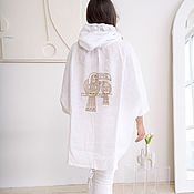 Одежда handmade. Livemaster - original item White Linen Anorak with Peacock Embroidery. Handmade.