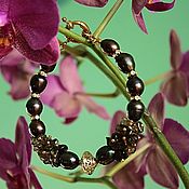 Зоотовары handmade. Livemaster - original item Naomi - bracelet and earrings black pearl large Baroque rauchtopaz. Handmade.