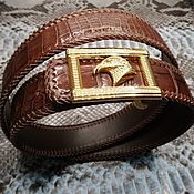 Аксессуары handmade. Livemaster - original item Genuine crocodile leather belt, in brown color.. Handmade.