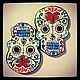 Клипсы  Sugar skull. Брошь-булавка. Knick-Knack. Интернет-магазин Ярмарка Мастеров.  Фото №2