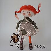 Куклы и игрушки handmade. Livemaster - original item Doll Pippi and monkey Doll textile. Handmade.